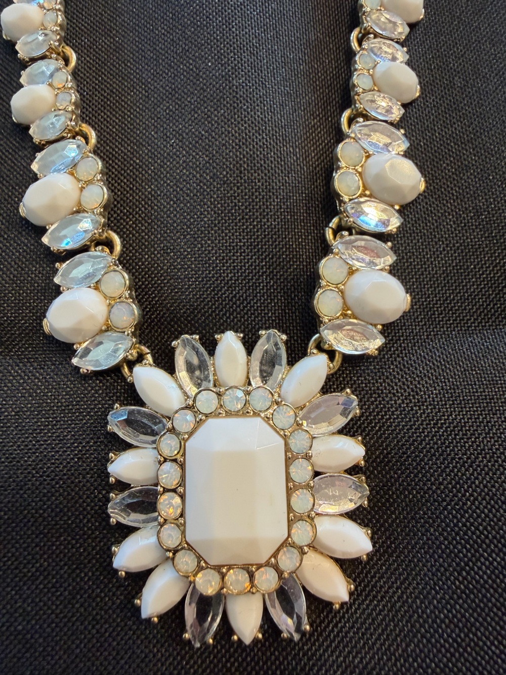Park Lane White Crystal Statement Necklace Gold Tone NEW
